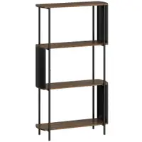 HOMCOM Raft cu 4 niveluri, raft independent cu design curbat, raft industrial pentru cărți, aspect lemn maro | Aosom Romania