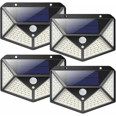 Set 4 x Lampa solara 100 LED Jortan, senzor de miscare
