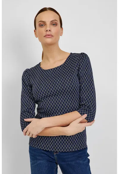 Bluza cu maneci 3/4 - Alb/Albastru ultramarin