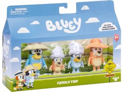 Set 4 figurine - Bluey - Family Trip: Bandit, Bingo, Bluey & Chilli