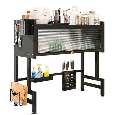 Raft scurgator vase si tacamuri, 85 cm, Negru