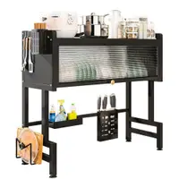 Raft scurgator vase si tacamuri, 85 cm, Negru