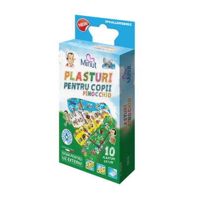 Plasturi pentru copii Pinochio 2 X 7CM, 10 BUC, Minut
