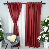 Set 2 bucati de Draperie HoReCa TEXTURATA tip IN, Visiniu, 200cm latime x 232cm inaltime, cu rejansa pt bara