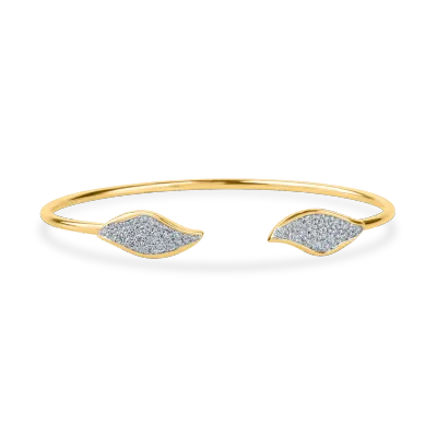 Bratara fixa deschisa din aur galben cu diamante de 0.8ct
