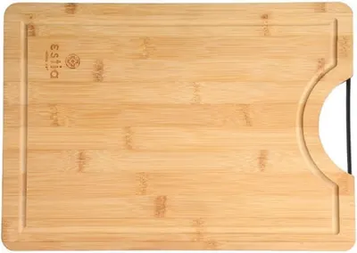 Placă de tăiat din bambus cu mâner metalic Estia – Bamboo Essentials, 35 x 25 cm