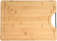 Placă de tăiat din bambus cu mâner metalic Estia – Bamboo Essentials, 35 x 25 cm