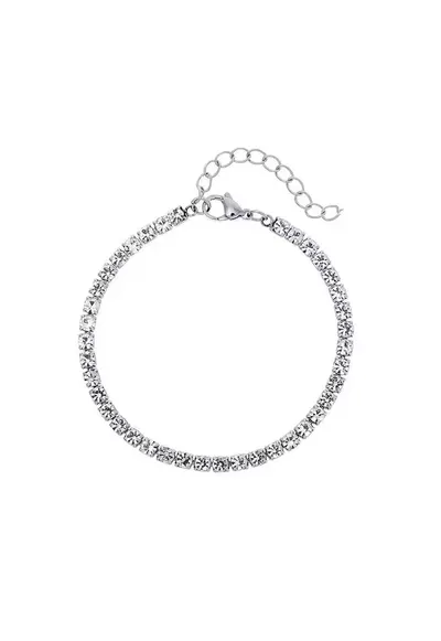 Bratara argintie - tennis - din otel inoxidabil - suflata cu aur 18k - cu pietre - Isolde C5