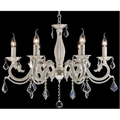 Candelabru Bronze ,6 becuri dulie E14, 230V,D.67cm, H.53 cm,Alb