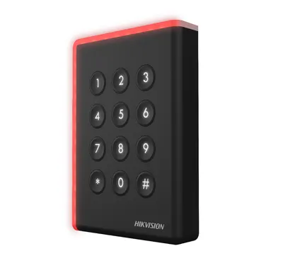 Cititor card cu tastatura Hikvision DS-K1108AEK, citeste carduri EM 125 KHz, distanta citire: ≤ 50 mm, comunicare: RS-485, Wiega