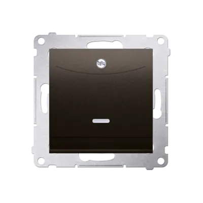 Intrerupator dublu de hotel cu led-2Z , curent nominal 10 (2) A, necesita utilizare releu/contactor, maron mat metalic