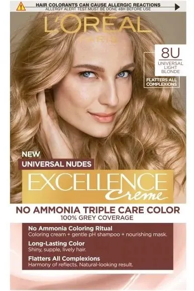 L'Oréal Excellence Vopsea fără amoniac, 8U Universal Light Blonde