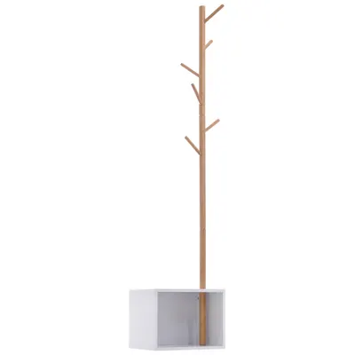 Cuier Dulap pantofi cu 6 Agatatoare in Bambù, Alb, 40x30x180cm HOMCOM | Aosom Romania