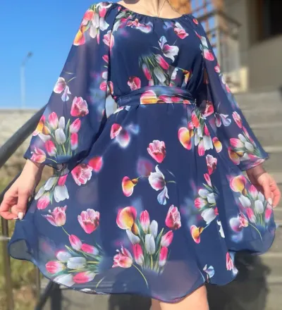 Rochie stilizata cu motive florale Florinela 4