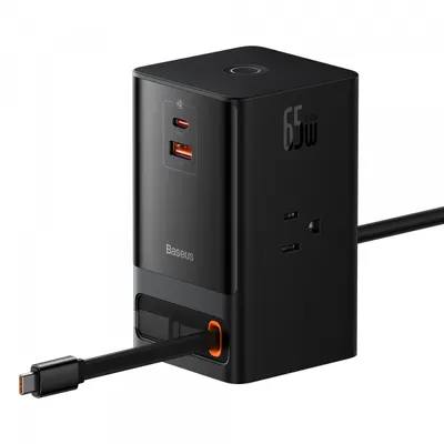 Prelungitor Baseus PowerCombo US, 3 x Prize - 1 x USB-A - 2 x USB-C, Negru PSLR000101
