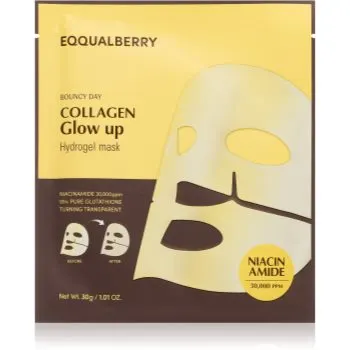 EQQUALBERRY Collagen Glow Up Hydrogel Mask Mască textilă cu efect de iluminare și hidratare cu textura de gel