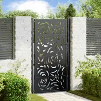 vidaXL Poartă de grădină neagră 100x175 cm, oțel, design cu flacără
