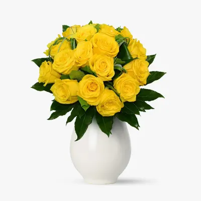 Buchet de 19 trandafiri galbeni