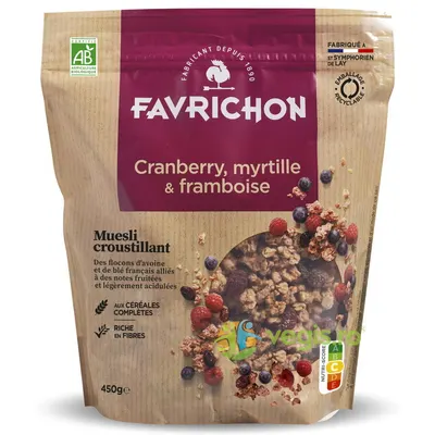 Musli Crocant cu Merisor, Afine si Zmeura Ecologic/Bio 450g