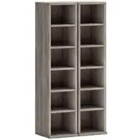HOMCOM Set de 2 Dulapuri pentru CD-uri cu Polițe Reglabile, Raft pentru 204 CD-uri Economisitor de Spațiu, Dulap Media cu 12 Compartimente, pentru Living, Dormitor, Birou, 21x22,5x88,5cm, Gri Antichizat | Aosom Romania