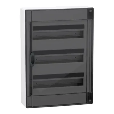 PrismaSet XS, Cofret cu montaj aparent, 3x18 Module, material plastic, usa fumurie, cu 1 bloc terminal