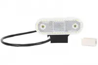 Lumini clarificare stanga dreapta, forma: oval, alb, LED, inaltime 40mm; latime 114mm; adancime 25mm, in relief, lungime cablu 500mm, cu cuier, 12 24V (cu clema pentru fir plat, conector: CLICK-IN JAE