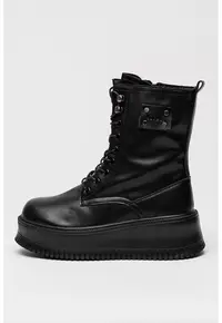 Ghete wedge din piele - Negru