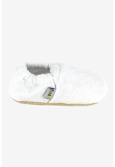 Pantofi slip-on din panza cu model - Alb