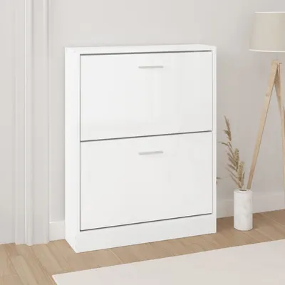 vidaXL Pantofar, alb extralucios, 59x17x81 cm, lemn prelucrat