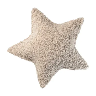 Pernă decorativă pentru copii maro deschis cu tapițerie din țesătură bouclé Star – Wigiwama