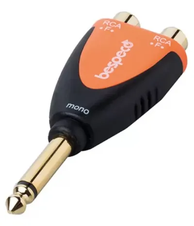 Adaptor Bespeco - SLAD365, 6,3 mm - RCA, negru/portocaliu