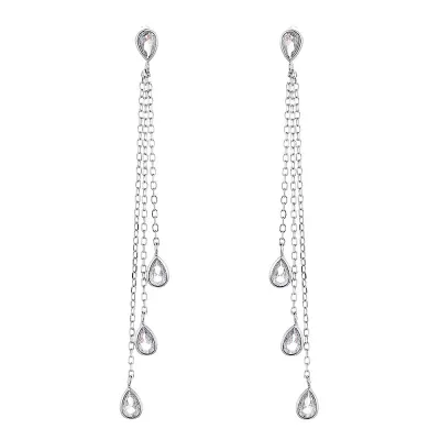 Cercei lungi argint 925, JW851, model picatura, placati cu rodiu