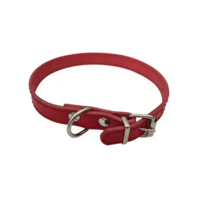 Zgarda din piele pentru caini Nr.1 Petro Rosie 1,5 x 35 cm
