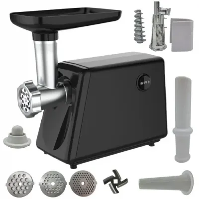 MASINA de tocat carne 3500w electrica PROFESIONALA , 4 IN 1, adaptor rosii, carnati, chiftele NEGRU LUCIOS CAMPION CMP1671