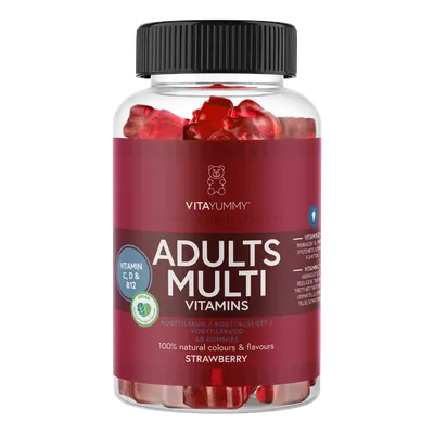 Multivitamine pentru adulti cu aroma de capsuni, 60 jeleuri, Vitayummy