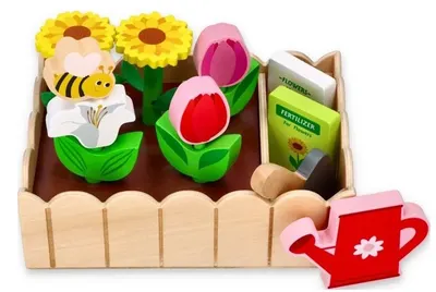 Set jucarii din lemn Lelin - Flori de plantat
