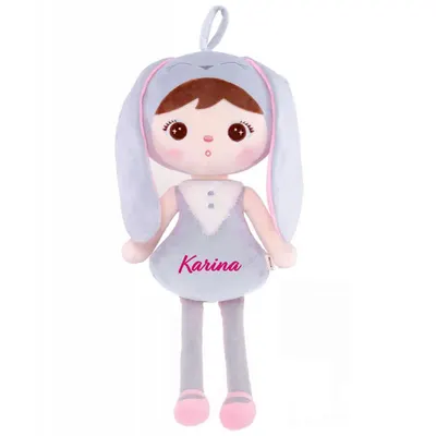 Papusa personalizata de plus Iepuras Fetita Gri