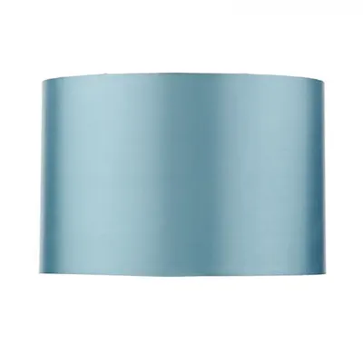 Abajur Guru Blue Faux Silk Drum Shade 33cm
