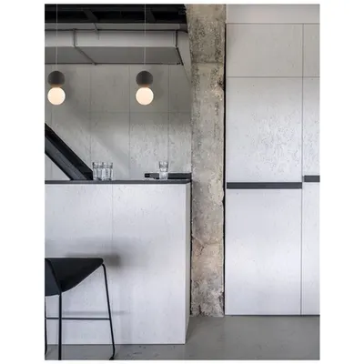 Lampa suspendata ZERO Gray Concrete Opal Sticla & Negru Aluminiu LED G9 1x5 Wat IP20 220-240 Volt Fara bec