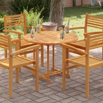 vidaXL Blat de masă rotund, 90 cm, lemn masiv de tec, 2,5 cm