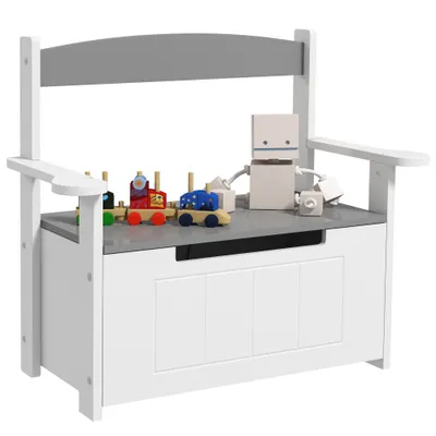 AIYAPLAY Cutie de jucării pentru copii 2 în 1 și banc cu spătar și brațe - piston pneumatic 68,5L x 34l x 58H cm | Aosom Romania