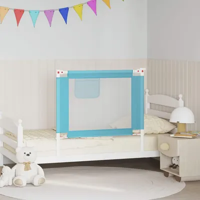 vidaXL Balustradă de protecție pat copii, albastru, 90x25 cm, textil