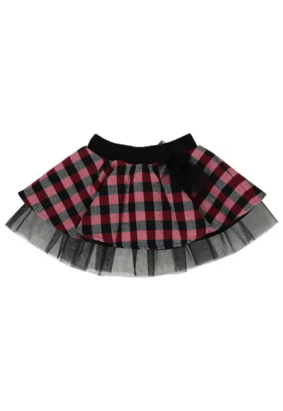 Fusta tutu cu tull si model in carouri - - Pretty - Rosu si Negru - pentru fetite - Rosu/Negru
