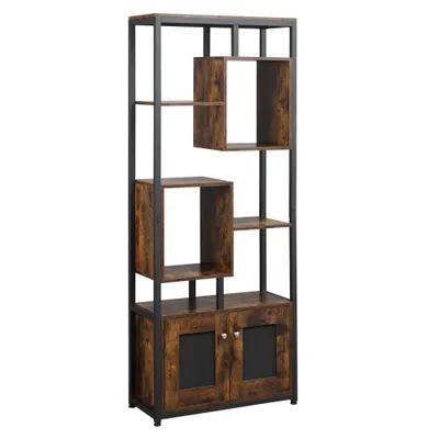 HOMCOM biblioteca stil industrial, 70x30x180cm, maro | Aosom Romania
