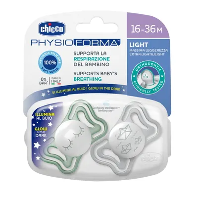 Suzeta Chicco PhysioForma Light Glow, 2bucati, unisex, 16-36luni