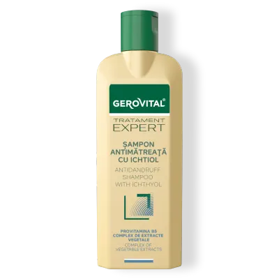 Șampon Antimătreață Cu Ichtiol Pentru Scalp Iritat, Gerovital Tratament Expert, 250 Ml