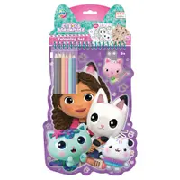 Carte de colorat cu 6 creioane colorate, Grafix, Gabbys Dollhouse, 20 pagini