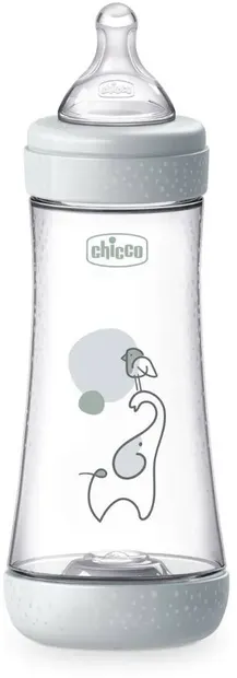 Biberon Chicco Perfect 5 - debit rapid, 300 ml, 6+ luni, gri/alb
