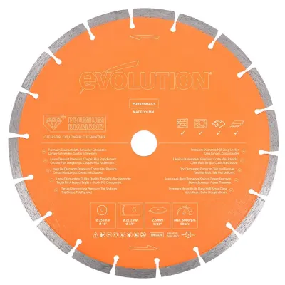 Disc Premium diamantat segmentat multifunctional, pentru masinile de taiat Evolution 255mm, Ø255 x 22.2 mm