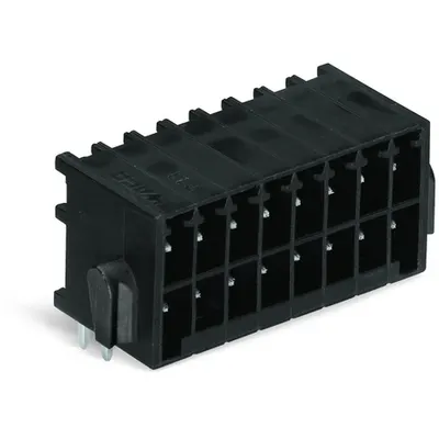 THR male header, 2-row; 0.8 x 0.8 mm solder pin; angled; 100% protected against mismating; Levers; Pin spacing 3.5 mm; 2 x 6-pole; black